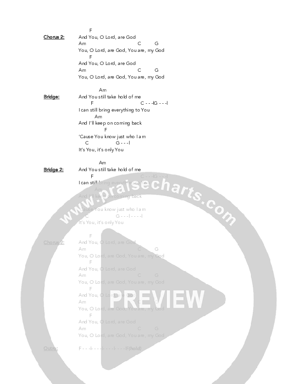 You O Lord Are God Chords & Lyrics (Eagle Brook Music)