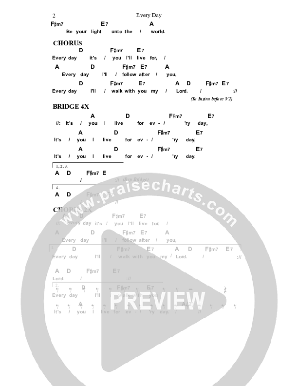 Everyday Chords & Lyrics (Dennis Prince / Nolene Prince)