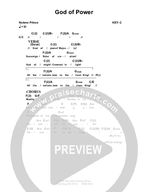 God Of Power Chords & Lyrics (Dennis Prince / Nolene Prince)
