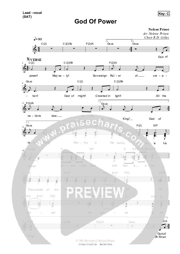 God Of Power Lead & Piano (Dennis Prince / Nolene Prince)