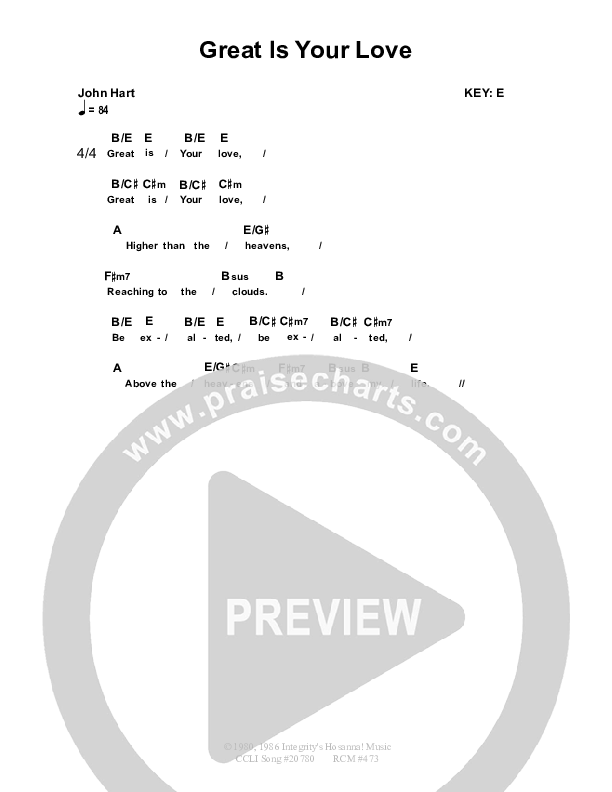 Great Is Your Love Chords & Lyrics (Dennis Prince / Nolene Prince)