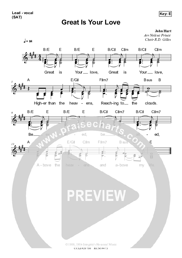 Great Is Your Love Lead & Piano (Dennis Prince / Nolene Prince)