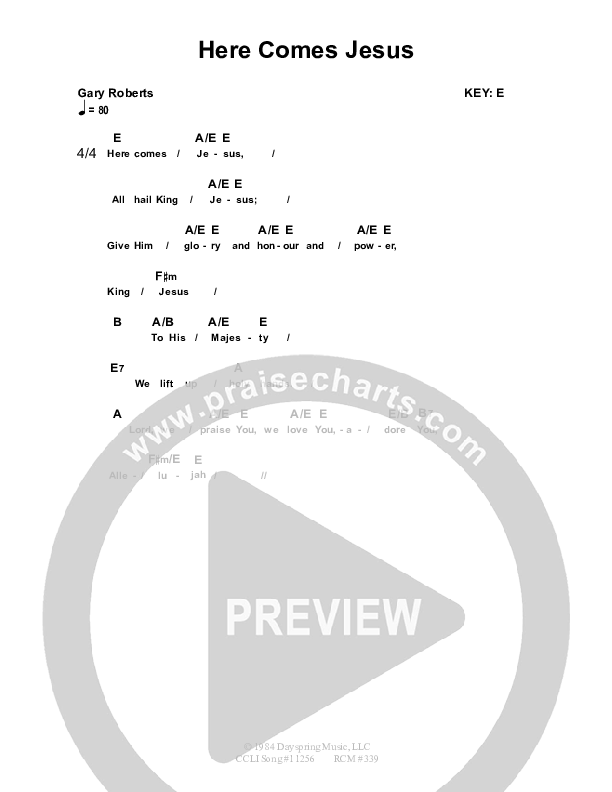 Here Comes Jesus Chords & Lyrics (Dennis Prince / Nolene Prince)