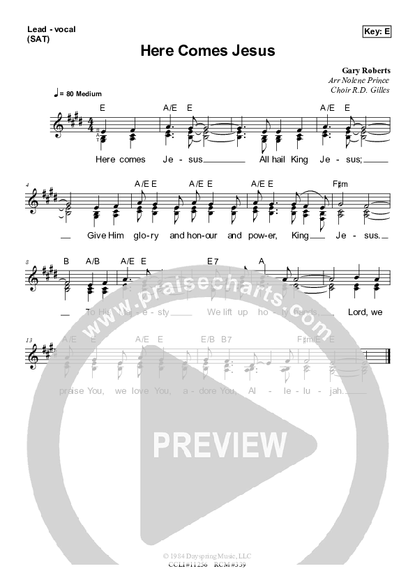 Here Comes Jesus Lead & Piano (Dennis Prince / Nolene Prince)