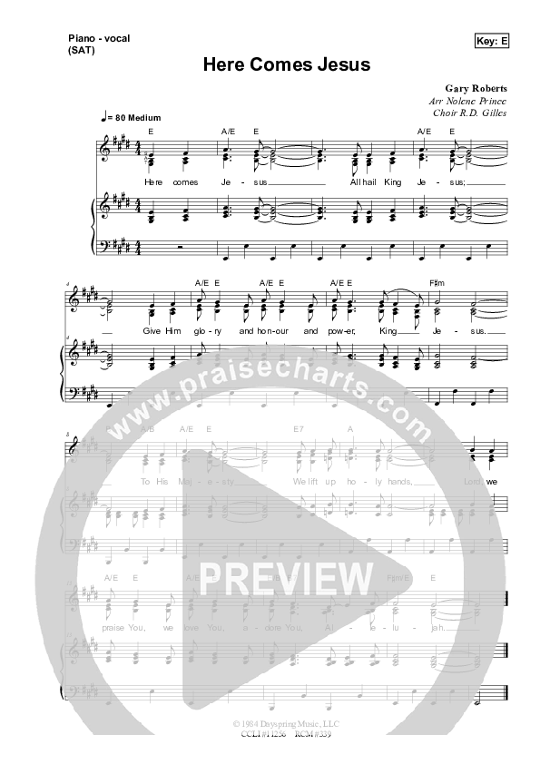 Here Comes Jesus Lead & Piano (Dennis Prince / Nolene Prince)