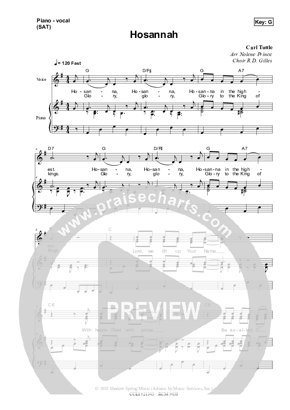 Hosanna Lead & Piano (Dennis Prince / Nolene Prince)