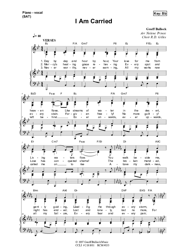 I Am Carried Piano/Vocal (SAT) (Dennis Prince / Nolene Prince)