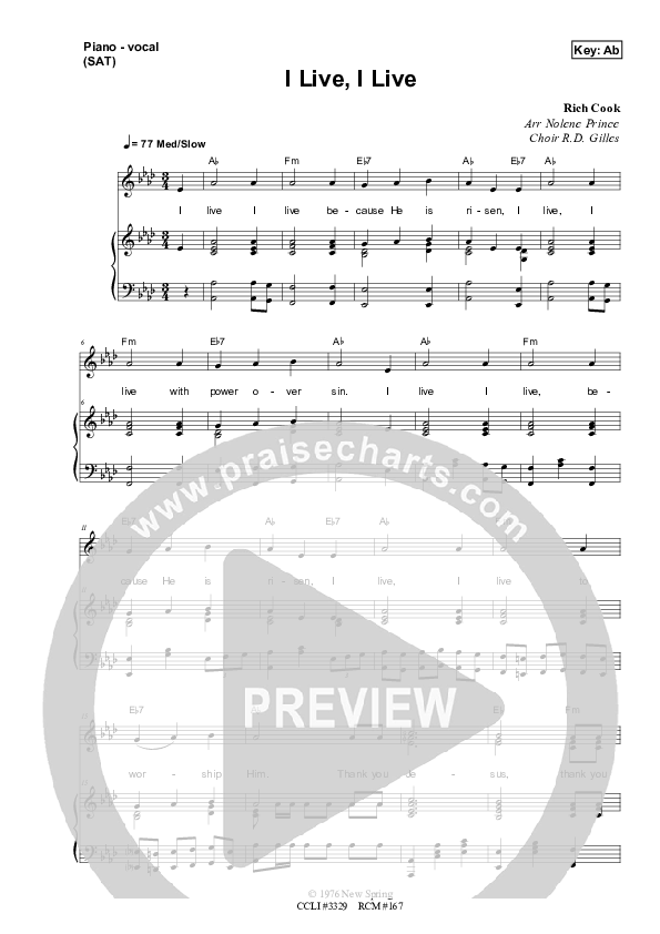 I Live I Live Lead & Piano (Dennis Prince / Nolene Prince)