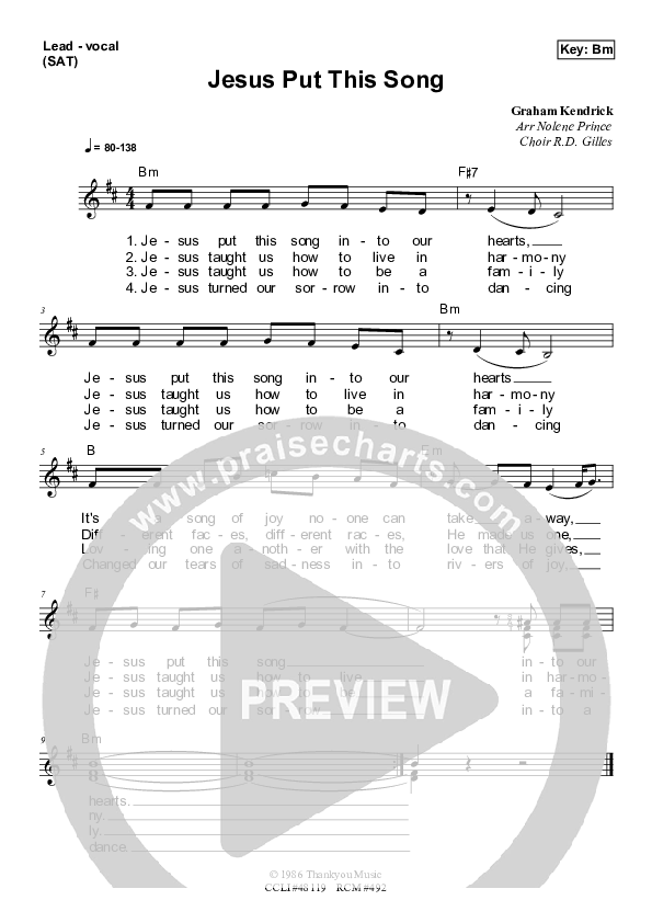 Jesus Put This Song Lead Sheet (SAT) (Dennis Prince / Nolene Prince)