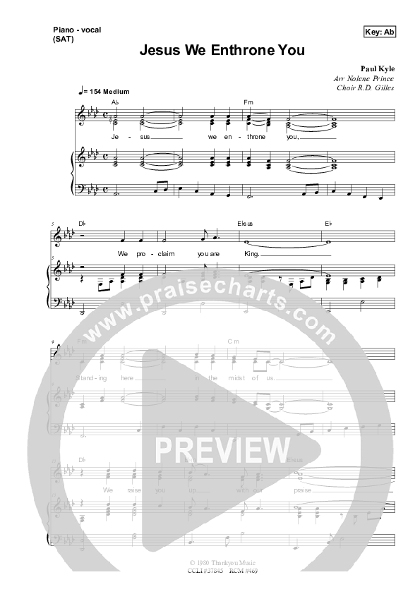 Jesus We Enthrone You Piano/Vocal (SAT) (Dennis Prince / Nolene Prince)