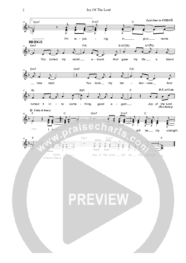 Joy Of The Lord Lead & Piano (Dennis Prince / Nolene Prince)