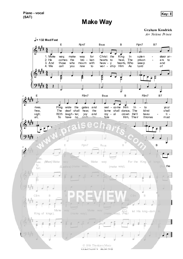 Make Way Piano/Vocal (SAT) (Dennis Prince / Nolene Prince)