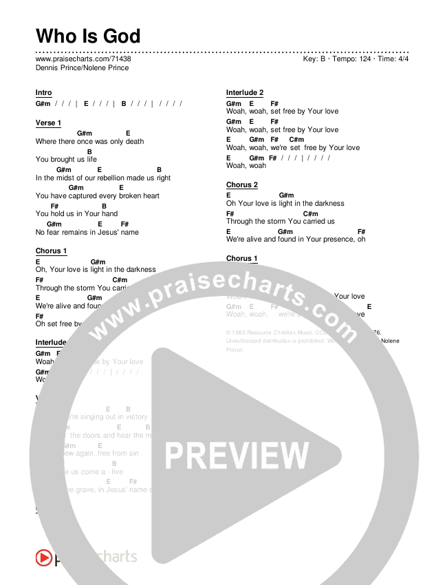 Who Is God Chords & Lyrics (Dennis Prince / Nolene Prince)