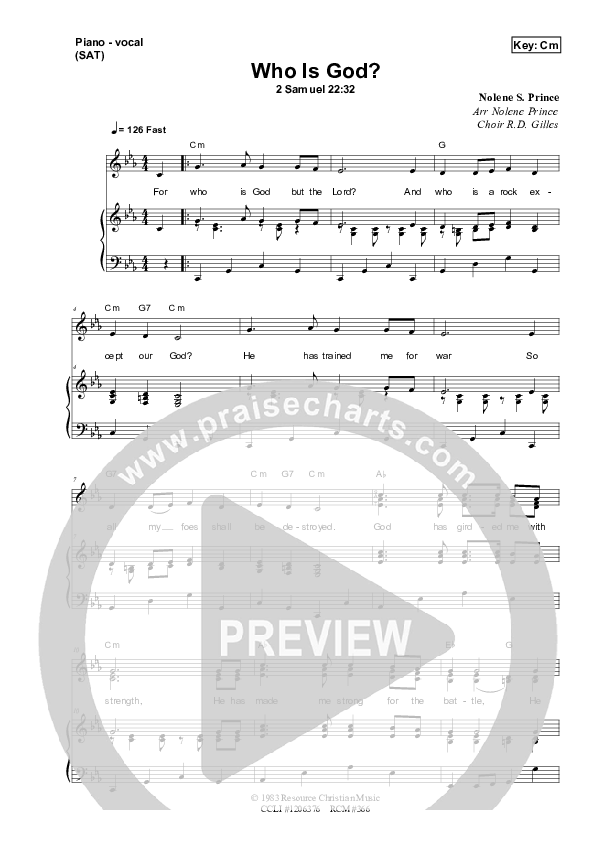 Who Is God Piano/Vocal (SAT) (Dennis Prince / Nolene Prince)