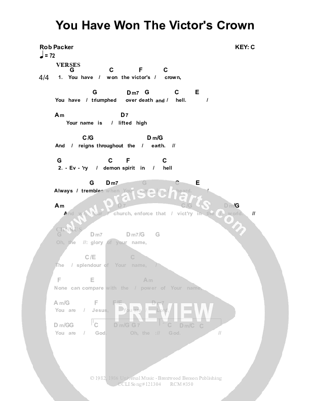 You Have Won The Victor's Crown Chords & Lyrics (Dennis Prince / Nolene Prince)