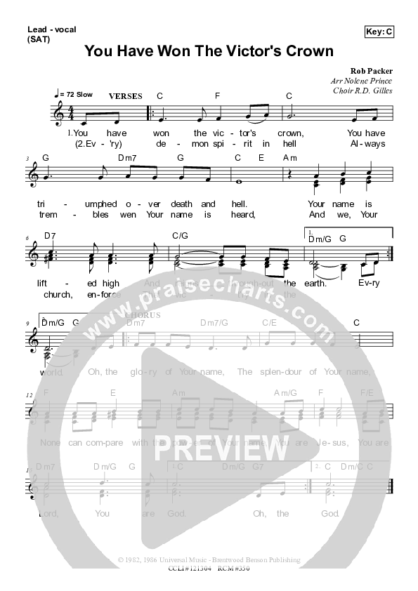 You Have Won The Victor's Crown Lead & Piano (Dennis Prince / Nolene Prince)