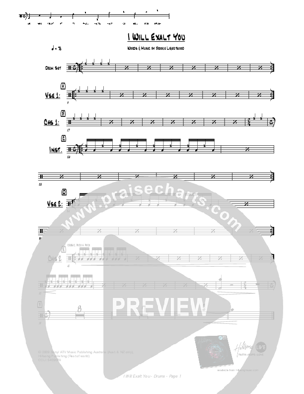I Will Exalt You Drum Set (Hillsong Worship)