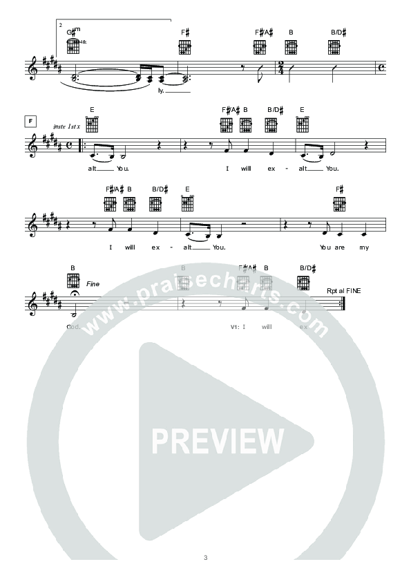 I Will Exalt You Lead Sheet (Hillsong Worship)
