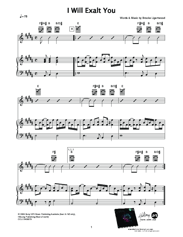 I Will Exalt You Piano/Vocal (SATB) (Hillsong Worship)