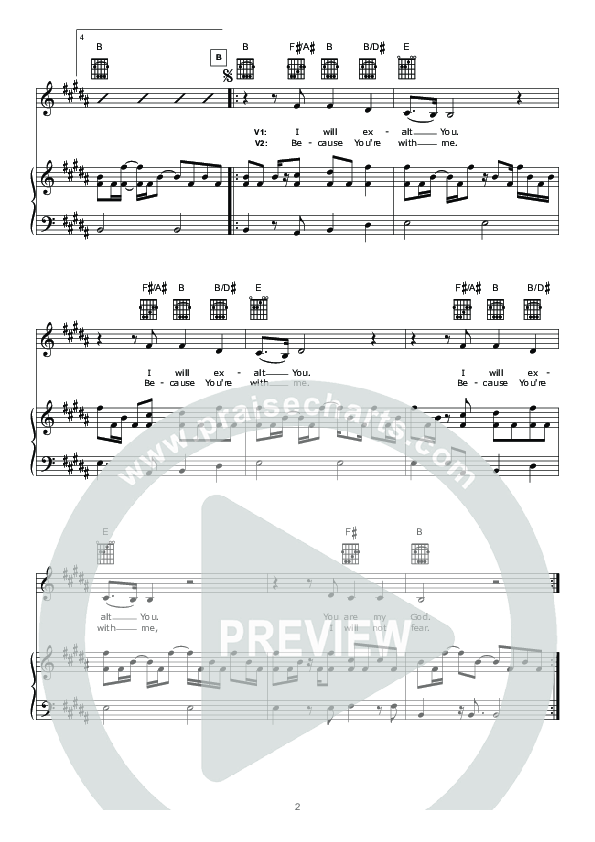 I Will Exalt You Piano/Vocal (Hillsong Worship)