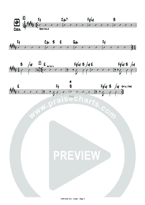 I Will Exalt You Rhythm Chart (Hillsong Worship)