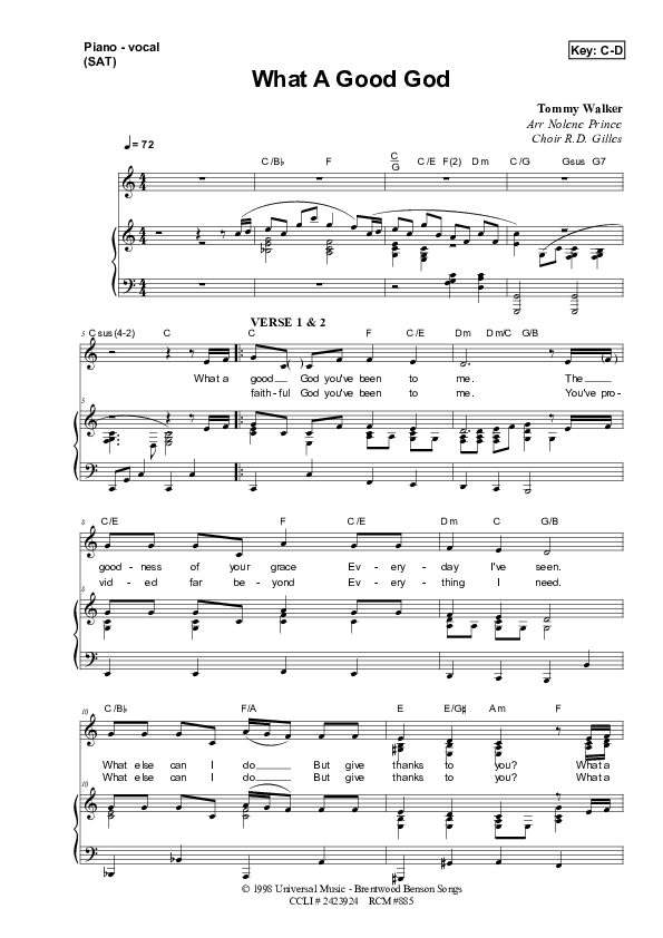 What A Good God Piano/Vocal (SAT) (Dennis Prince / Nolene Prince)