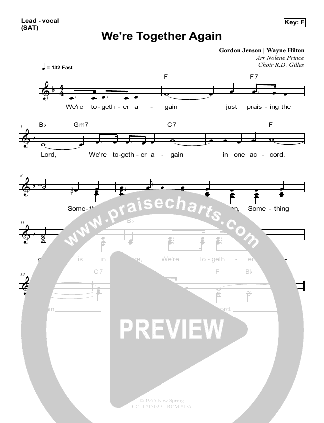 We're Together Again Sheet Music PDF (Dennis Prince / Nolene Prince