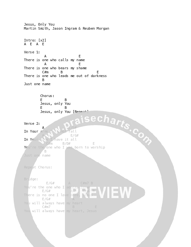 Jesus Only You Chord Chart (Martin Smith)