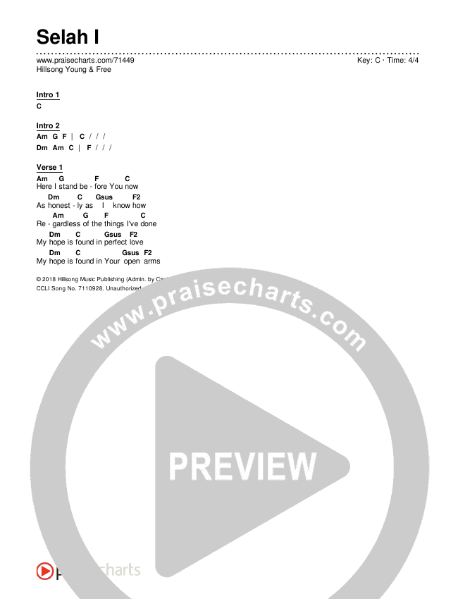 Selah I Chords & Lyrics (Hillsong Young & Free)