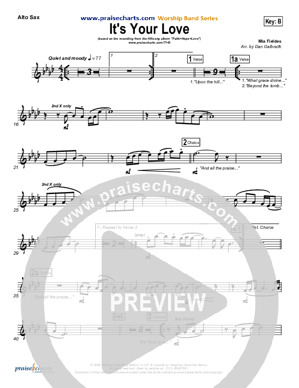 It's Your Love Alto Sax (Hillsong Worship)