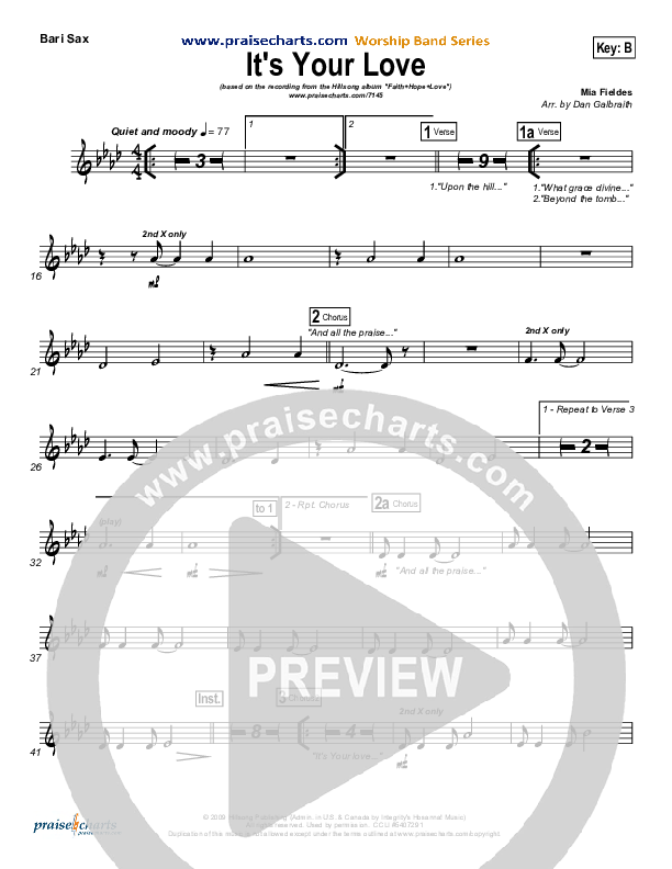 It's Your Love Bari Sax (Hillsong Worship)