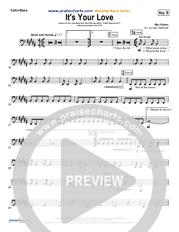 It's Your Love Cello/Bass (Hillsong Worship)
