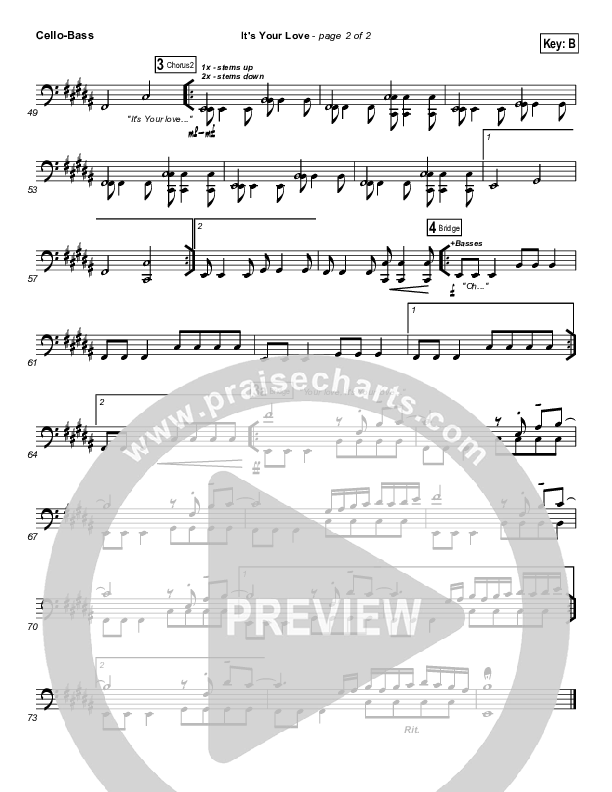 It's Your Love Cello/Bass (Hillsong Worship)