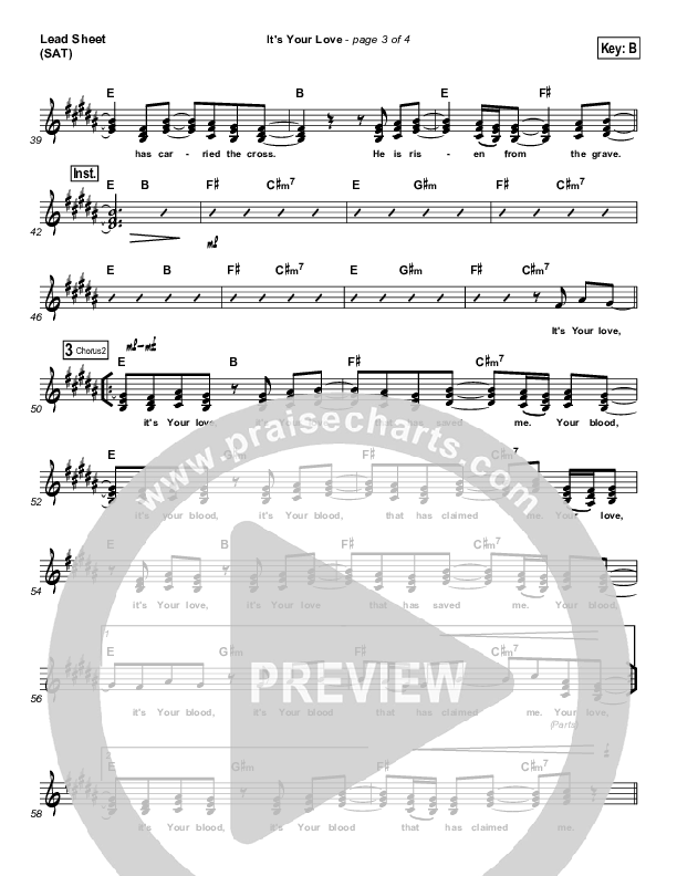 It's Your Love Lead Sheet (Hillsong Worship)