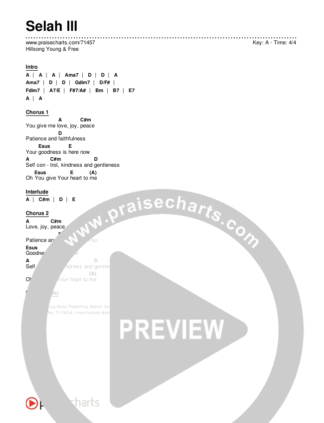 Selah lll (Fruits Of The Spirit) Chords & Lyrics (Hillsong Young & Free)