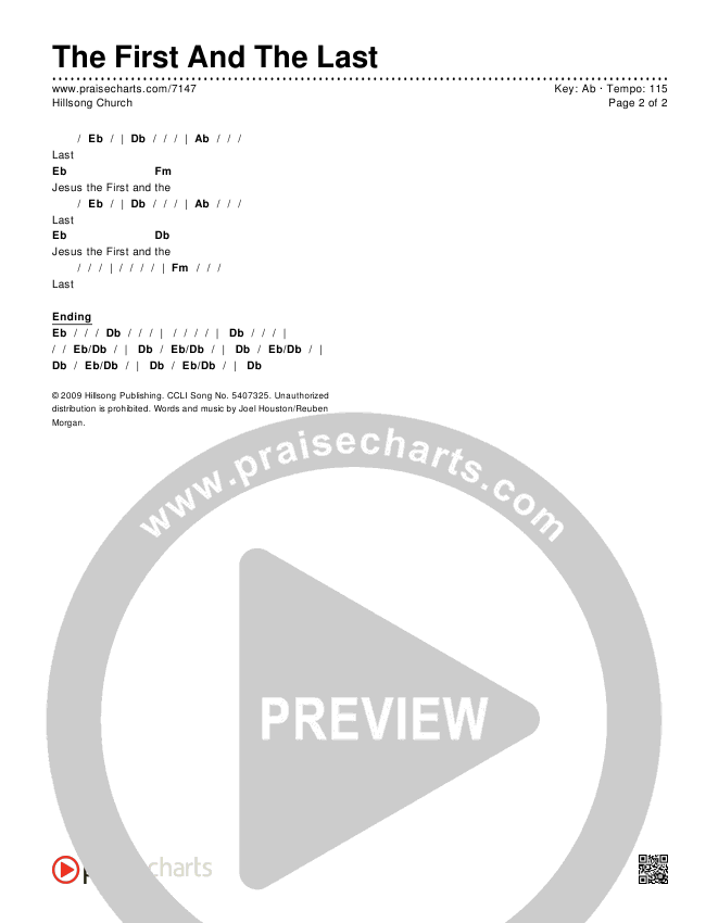 The First And The Last Chords & Lyrics (Hillsong Worship)