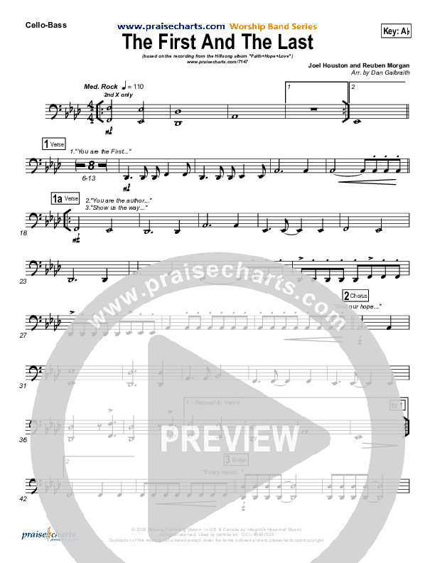 The First And The Last Cello/Bass (Hillsong Worship)