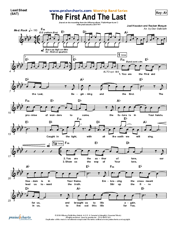 The First And The Last Lead Sheet (Hillsong Worship)