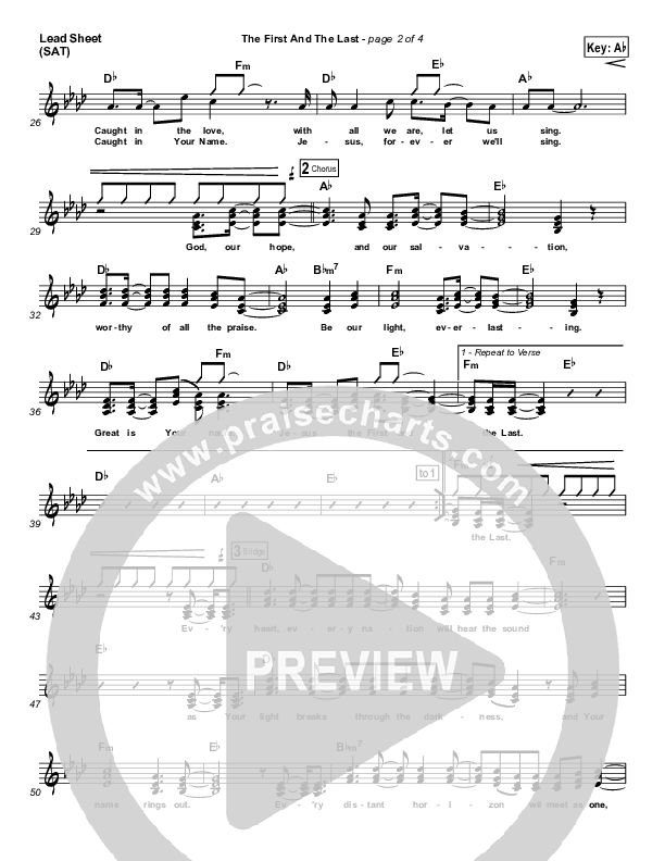 The First And The Last Lead Sheet (SAT) (Hillsong Worship)