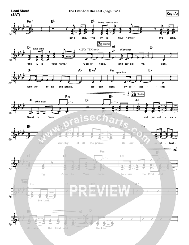 The First And The Last Lead Sheet (SAT) (Hillsong Worship)