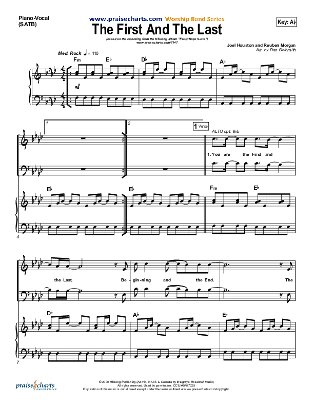 The First And The Last Piano/Vocal (Hillsong Worship)