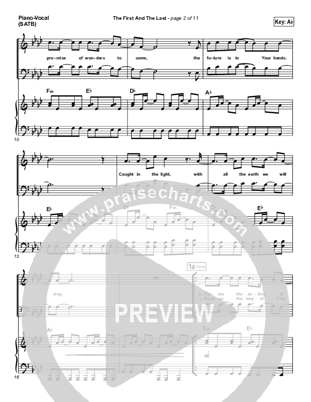 The First And The Last Piano/Vocal (Hillsong Worship)