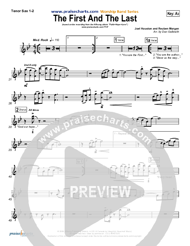 The First And The Last Tenor Sax 1/2 (Hillsong Worship)