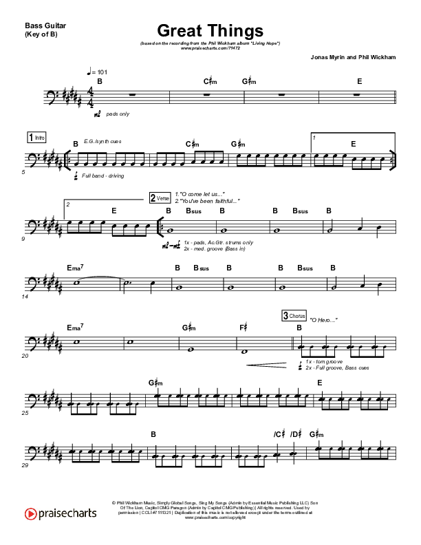 Great Things Bass Guitar (Phil Wickham)