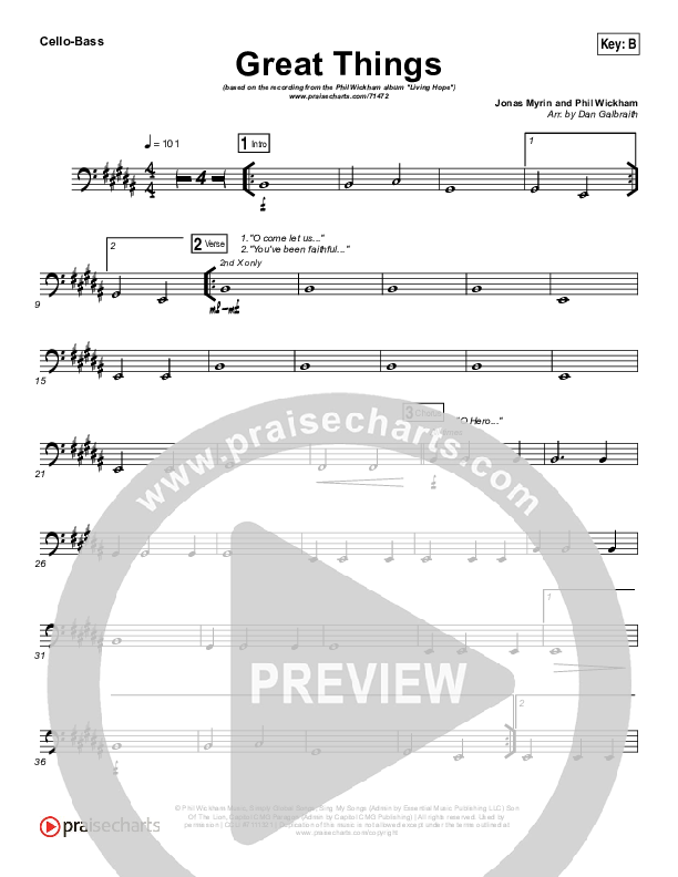 Great Things Cello/Bass (Phil Wickham)