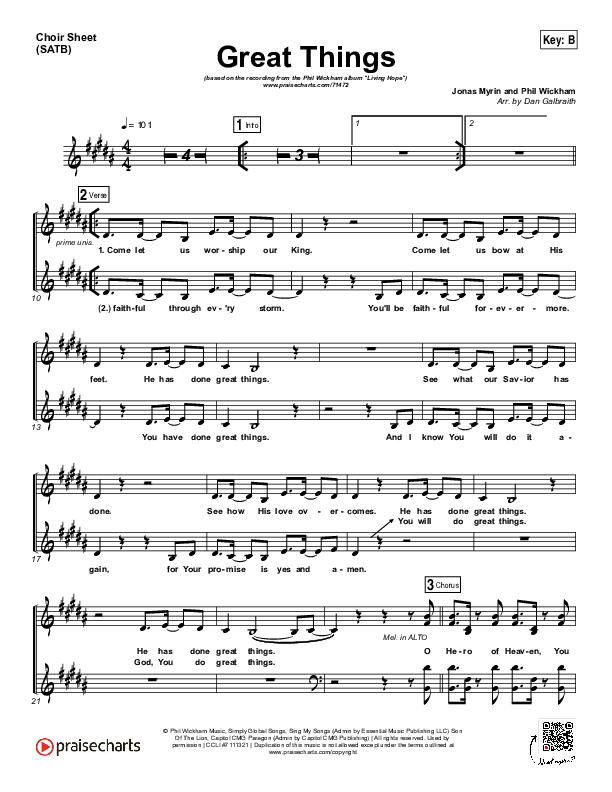 Great Things Choir Sheet (SATB) (Phil Wickham)