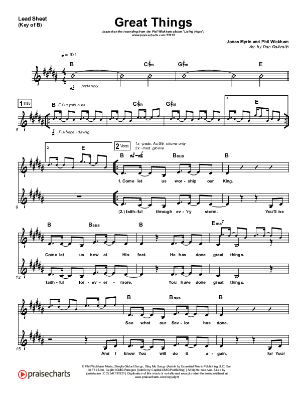 Great Things Lead Sheet (Mel) (Phil Wickham)