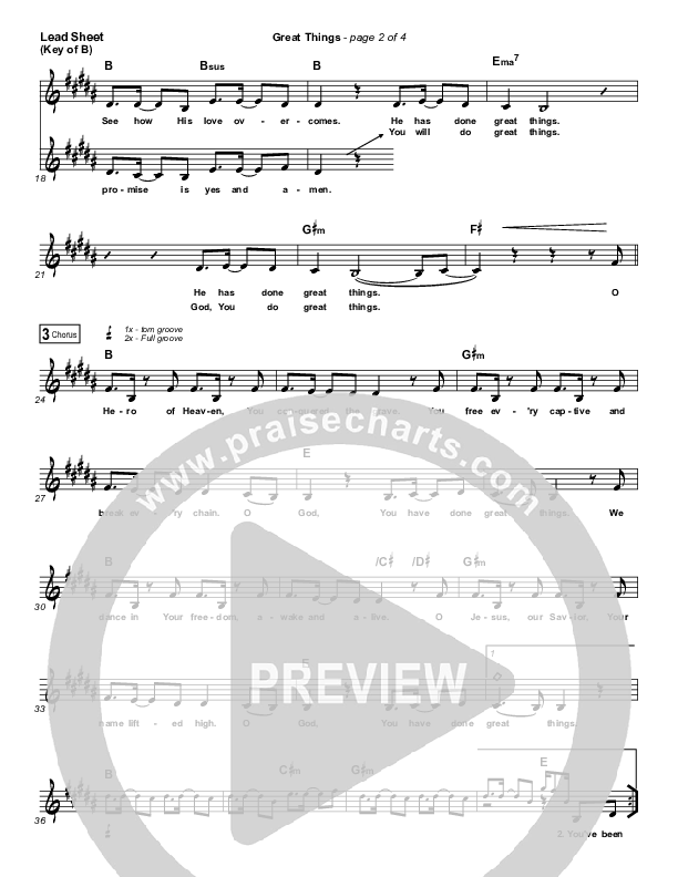 Great Things Lead Sheet (Mel) (Phil Wickham)