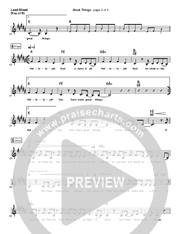 Great Things Lead Sheet (Mel) (Phil Wickham)