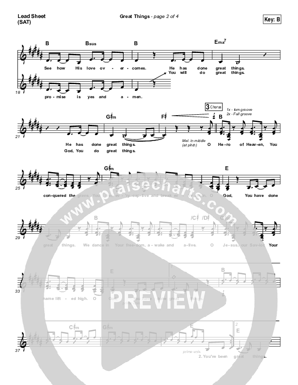 Great Things Lead Sheet (SAT) (Phil Wickham)